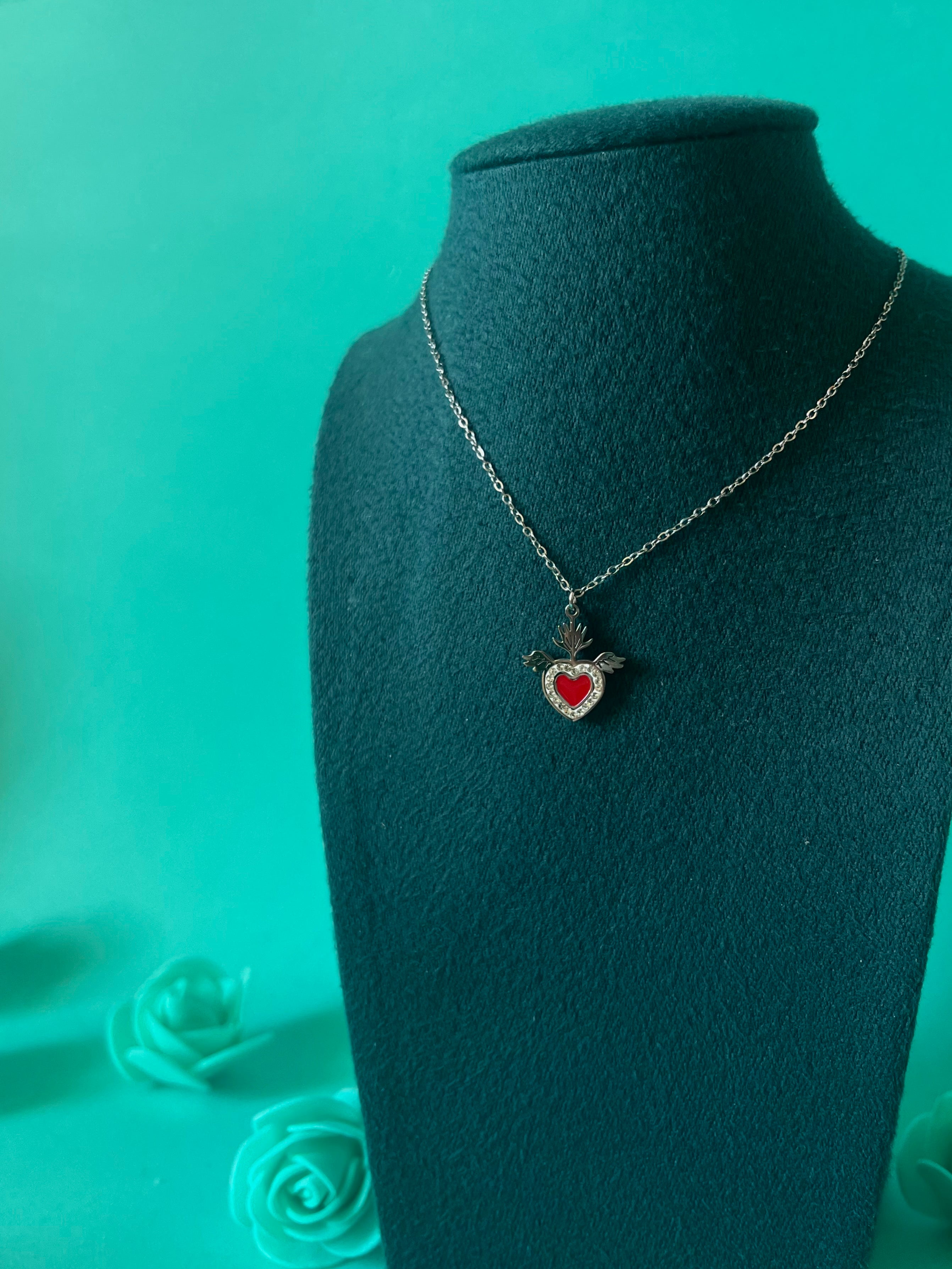 Collana cuore sacro con brillantini ❤️‍🔥