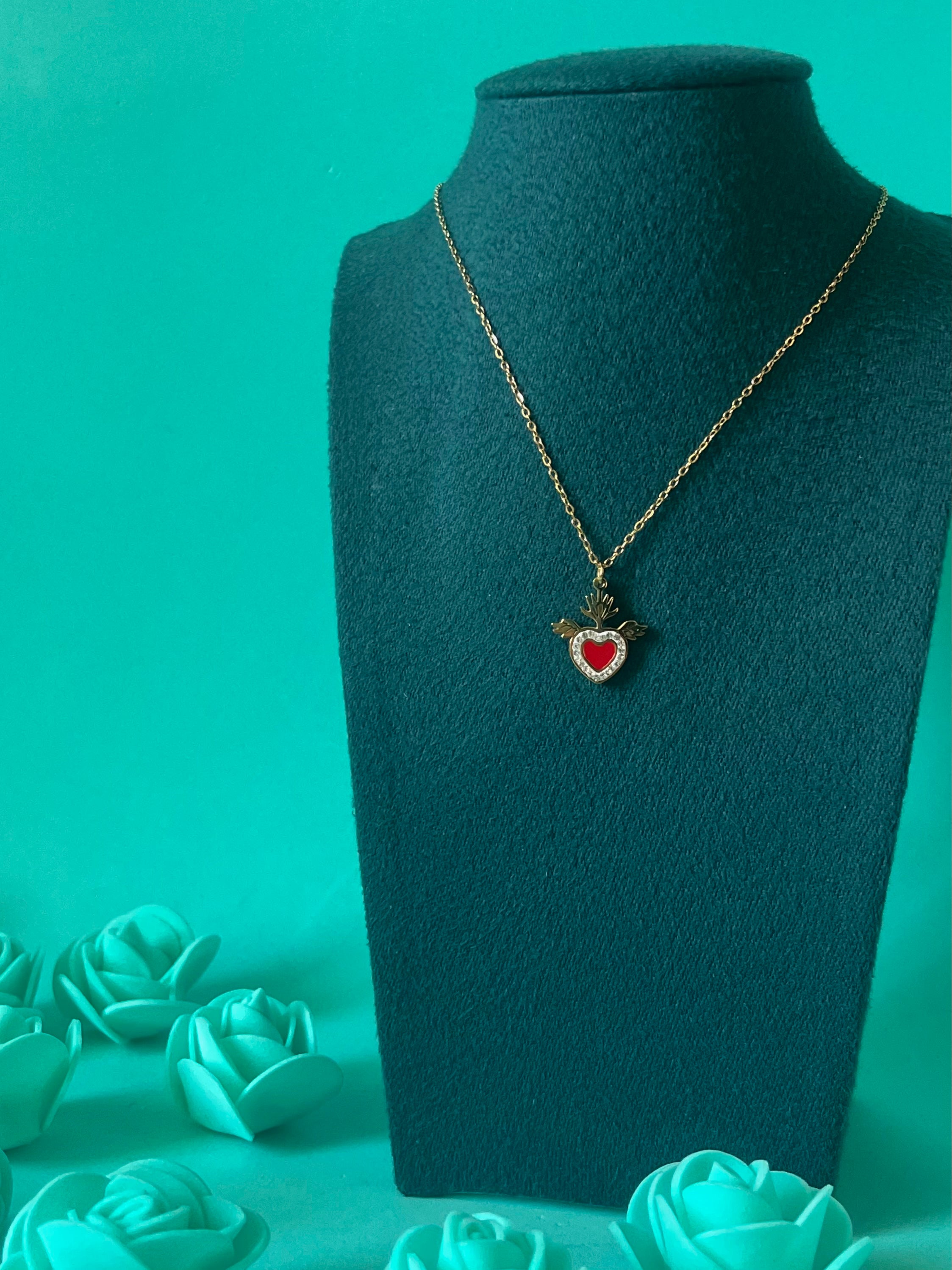 Collana cuore sacro con brillantini ❤️‍🔥